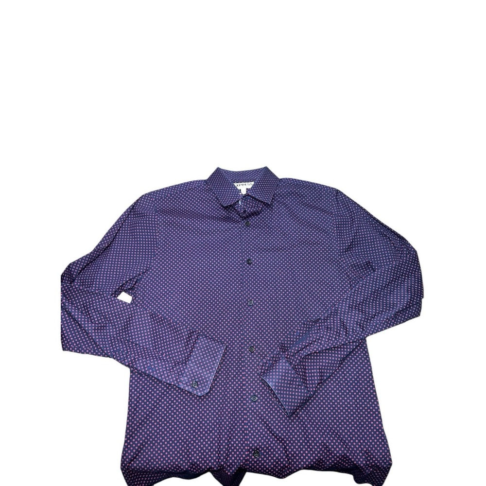 Express Button Up Shirt Men's Size M‎ Purple Long Sleeve Extra Slim Fit Cotton